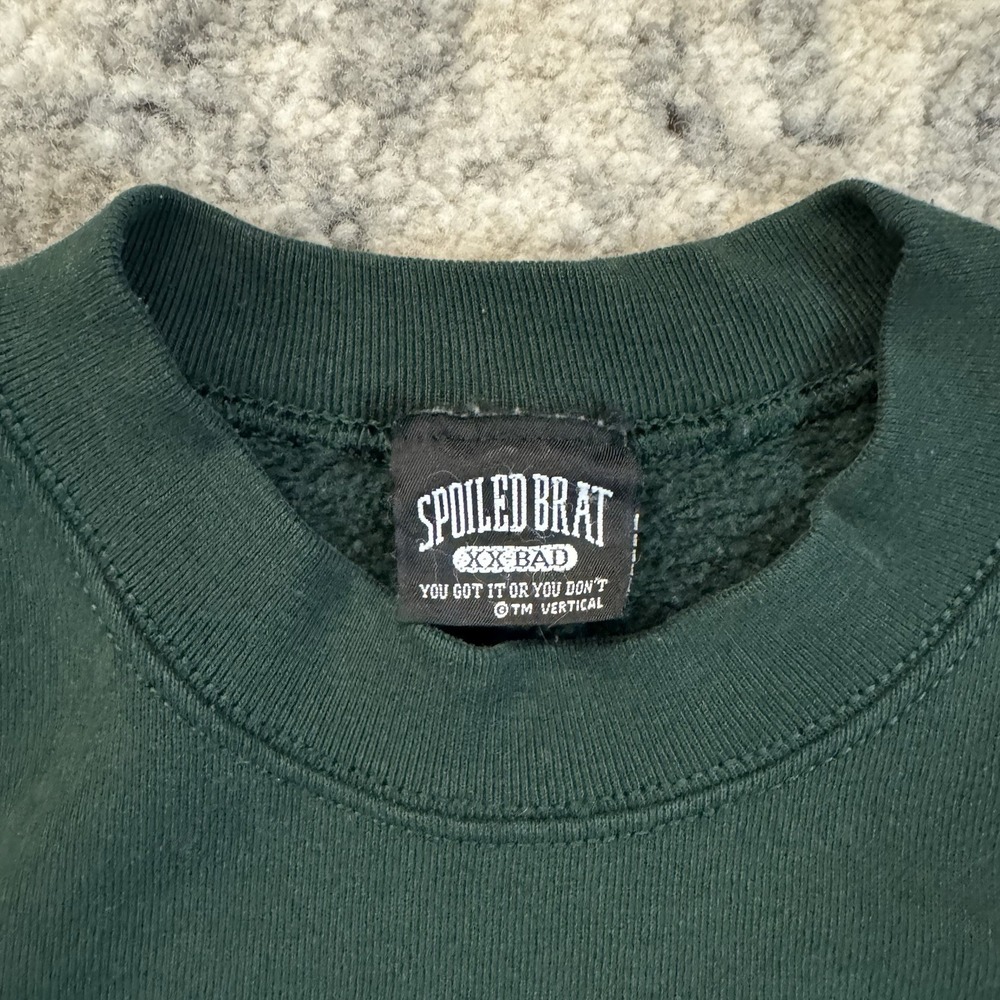 Vintage Spoiled Brat "My Way Or No Way" Crewneck Sweatshirt Green Size XX-BAD - Picture 7 of 9